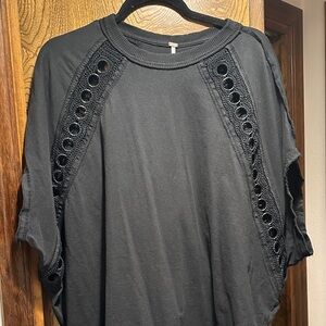 Free People Black Eyelet Women's Blouse